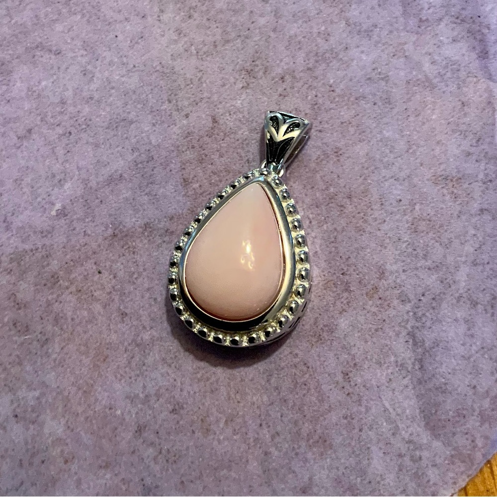 NIB Sterling Silver JTV Pink Peruvian Opal Decorative Pendant